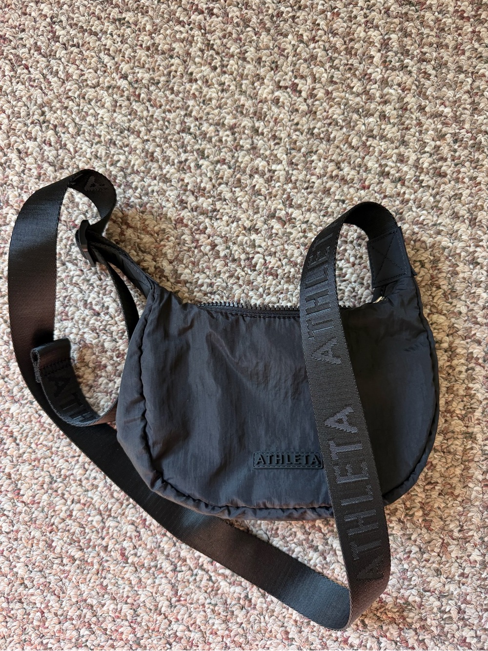 Athleta Black Shoulder Belt Bag with Branded Strap